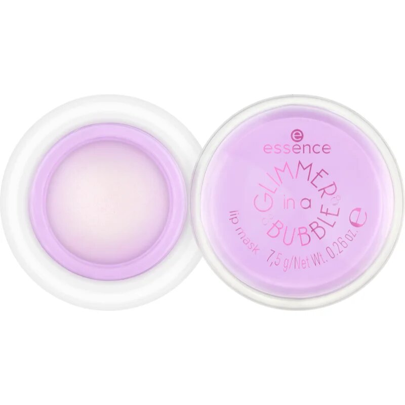 essence GLIMMER IN A BUBBLE hydratační maska na rty se třpytkami odstín 01 Kiss In A Bubble 7.5 g