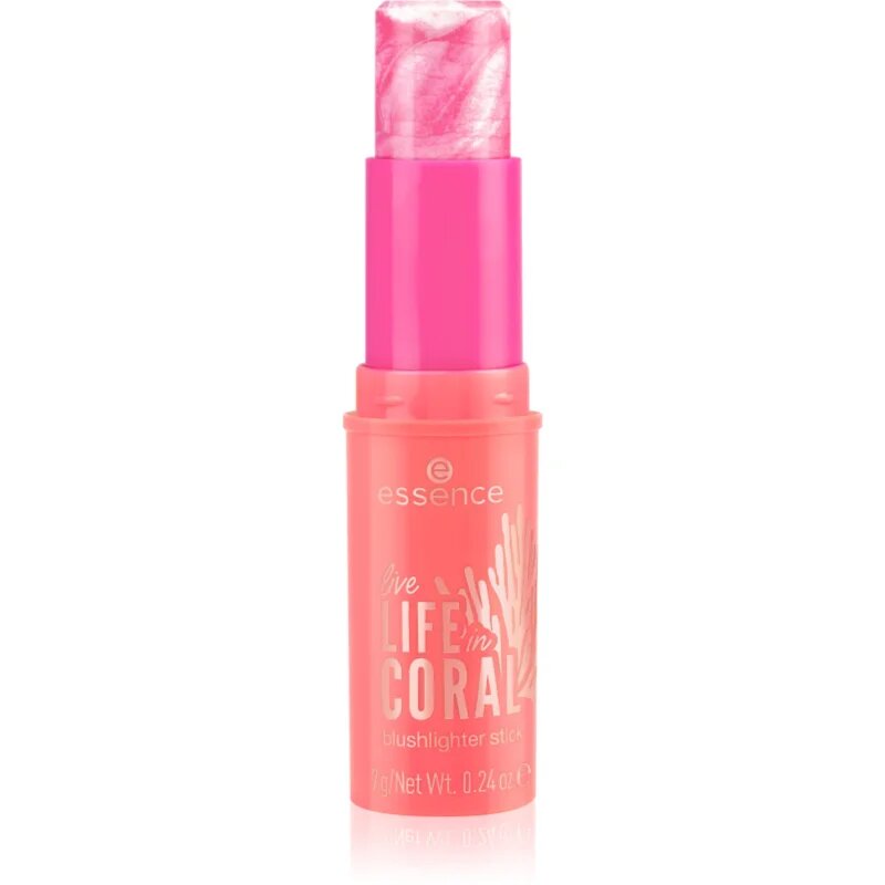 essence LIFE in CORAL rozjasňující tvářenka v tyčince odstín 01 Glowin' Coraltastic Baby! 7 g