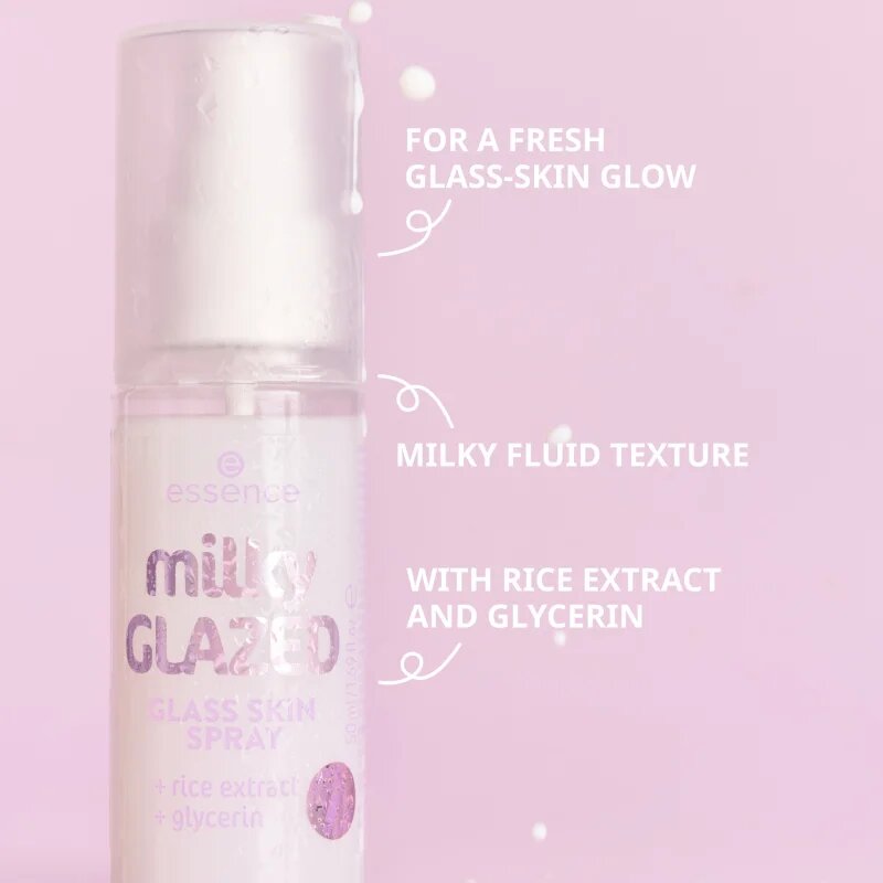 essence milky GLAZED hydratační pleťový sprej s rozjasňujícím efektem 50 ml