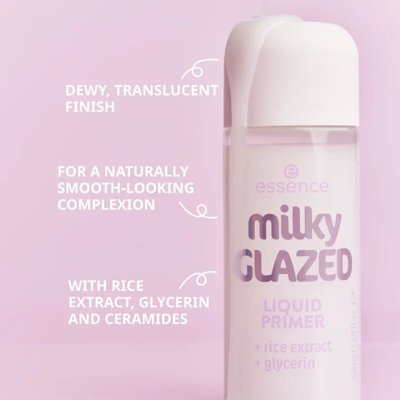 essence milky GLAZED hydratační podkladová báze pod make-up s rozjasňujícím efektem 50 ml