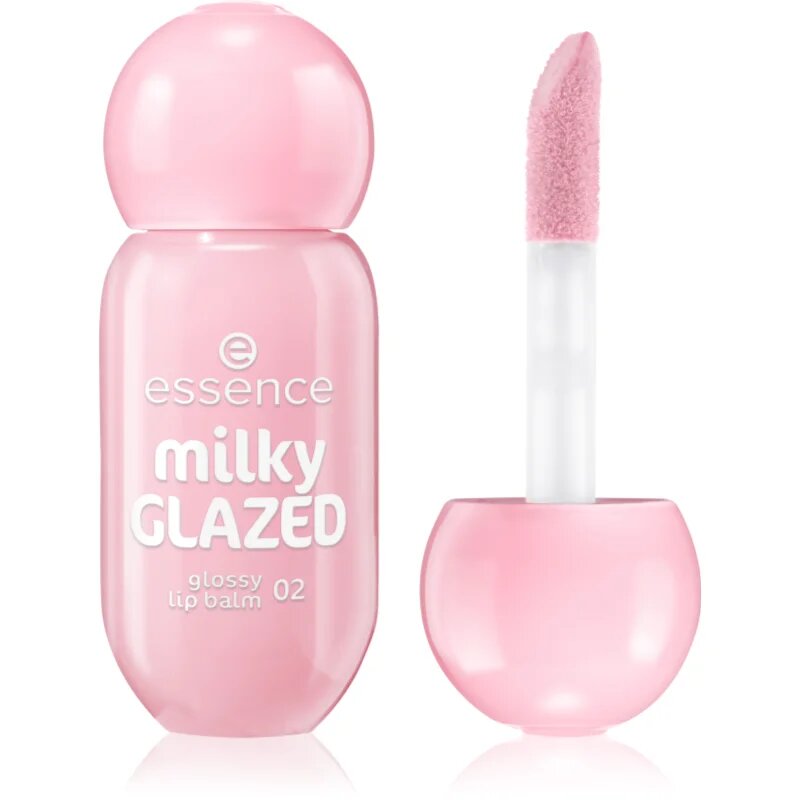 essence milky GLAZED tónovací balzám na rty s leskem odstín 02 Strawberry Whip 4 ml