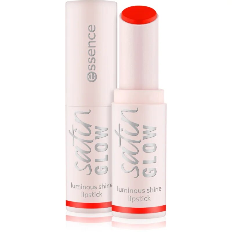 essence satin GLOW krémová rtěnka se saténovým finišem odstín 07 Coral It A Day 3.5 g