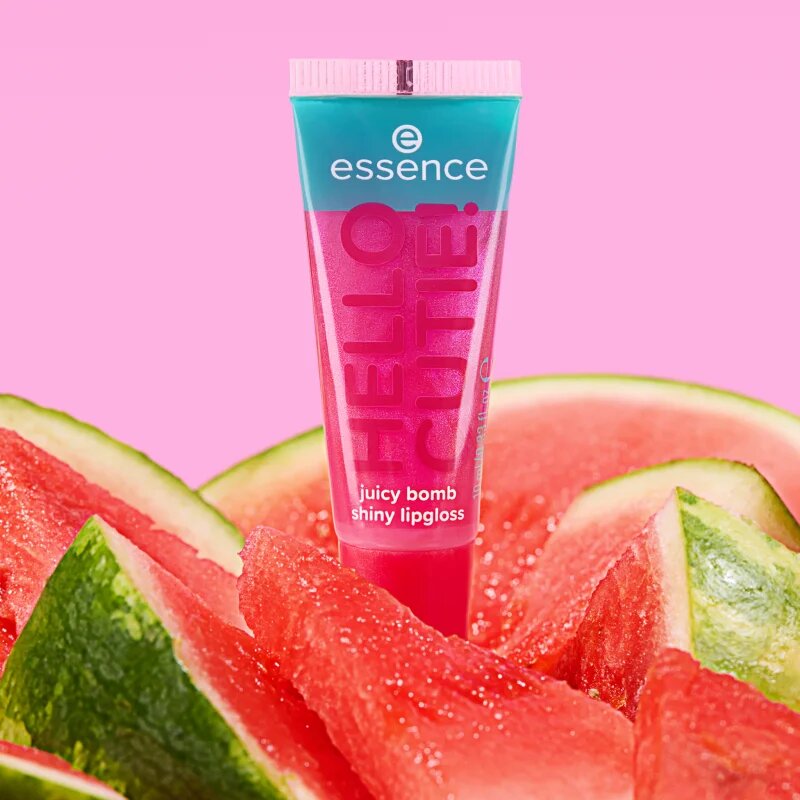 essence Say It With Juicy Hello Cutie! třpytivý lesk na rty odstín 02 Witty Watermelon 10 ml