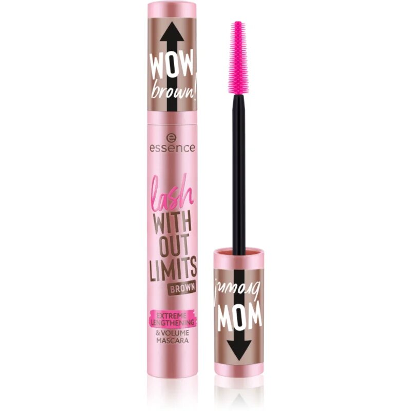 essence WITHOUT LIMITS BROWN objemová a prodlužující řasenka odstín 02 Brown 13 ml