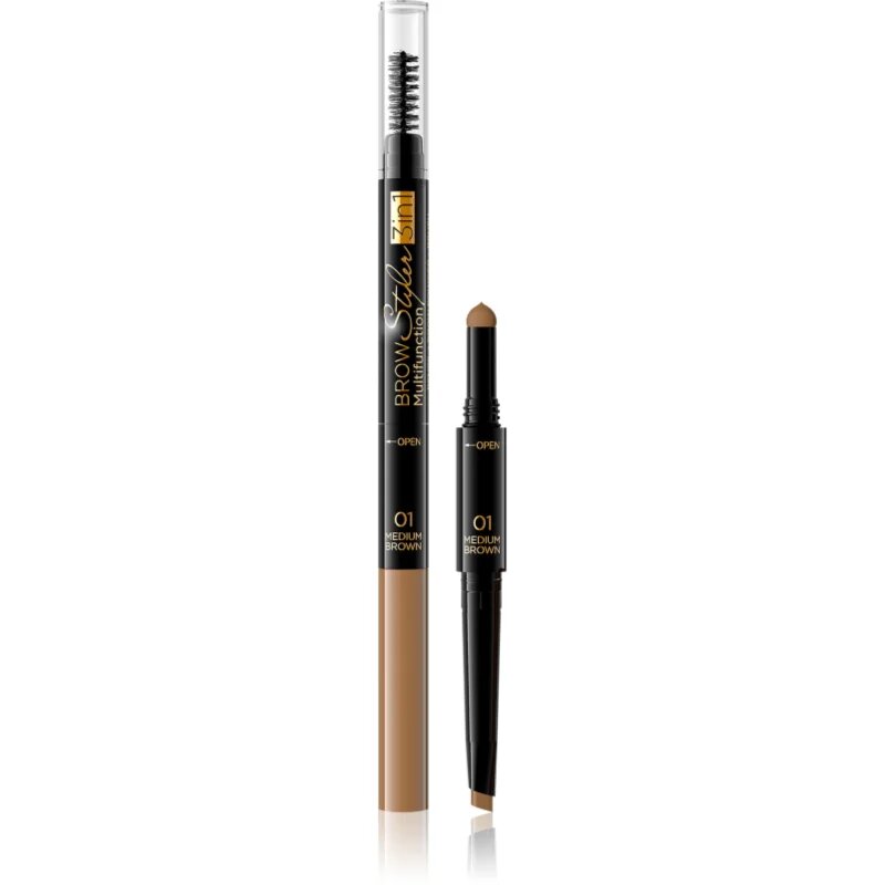 Eveline Cosmetics Brow Styler precizní tužka na obočí 3 v 1 odstín 01 Medium Brown 12 g