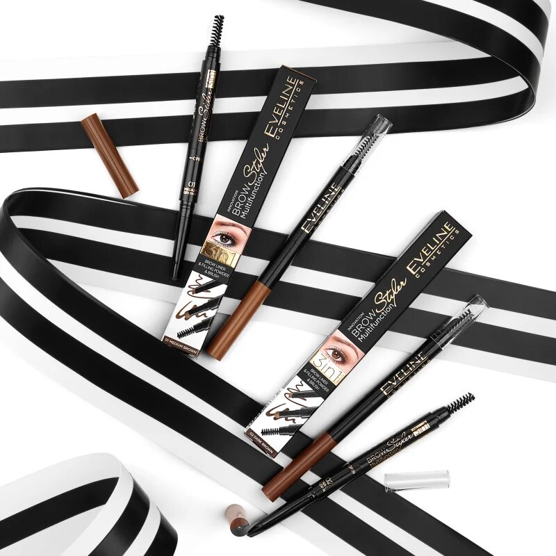Eveline Cosmetics Brow Styler precizní tužka na obočí 3 v 1 odstín 02 Dark Brown 12 g