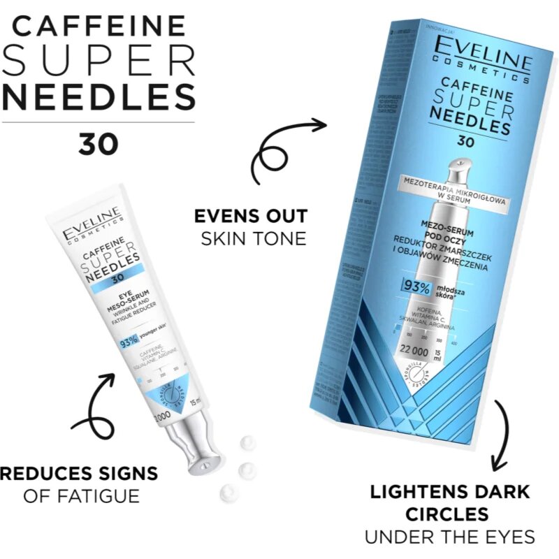 Eveline Cosmetics Caffeine Super Needles 30 sérum na oční okolí proti vráskám 15 ml