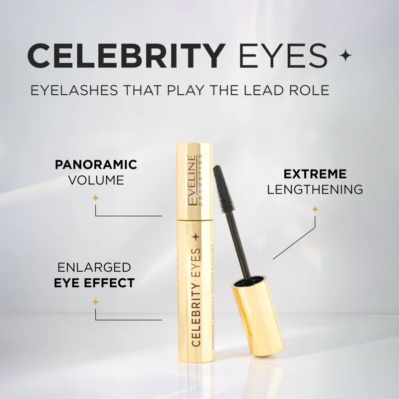 Eveline Cosmetics Celebrity Eyes řasenka pro extra délku odstín Black 7 ml