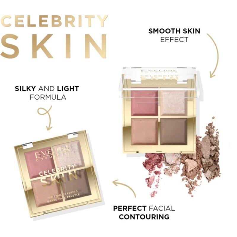 Eveline Cosmetics Celebrity Skin konturovací paletka 4 v 1 16 g