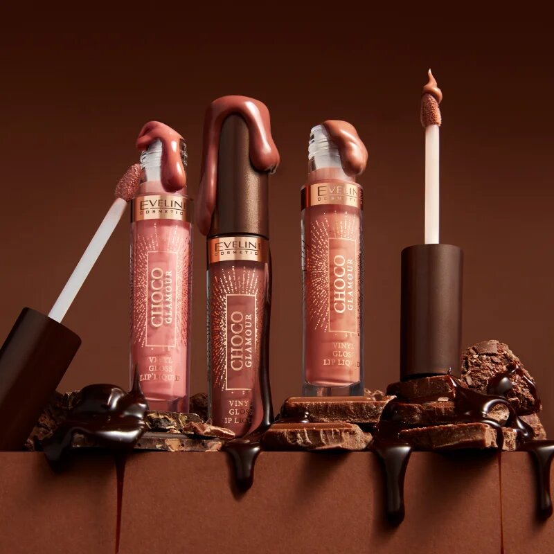 Eveline Cosmetics Choco Glamour hydratační lesklá rtěnka odstín 01 Ruby Chocolate 45 ml
