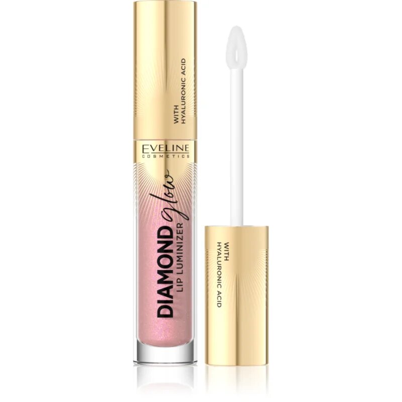 Eveline Cosmetics Diamond Glow třpytivý lesk na rty s kyselinou hyaluronovou odstín 08 Honey Glam 45 ml