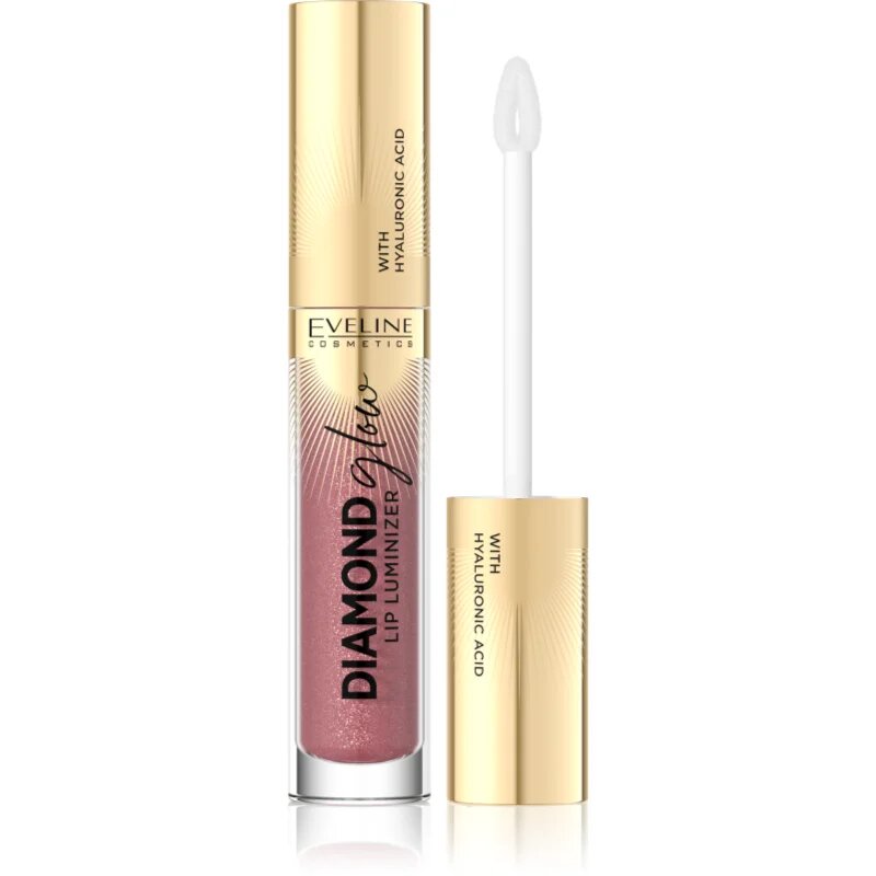 Eveline Cosmetics Diamond Glow třpytivý lesk na rty s kyselinou hyaluronovou odstín 11 Rose Nude 45 ml