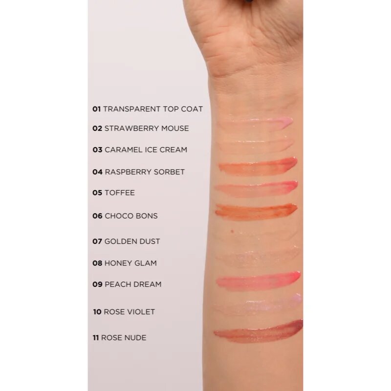 Eveline Cosmetics Diamond Glow třpytivý lesk na rty s kyselinou hyaluronovou odstín 11 Rose Nude 45 ml