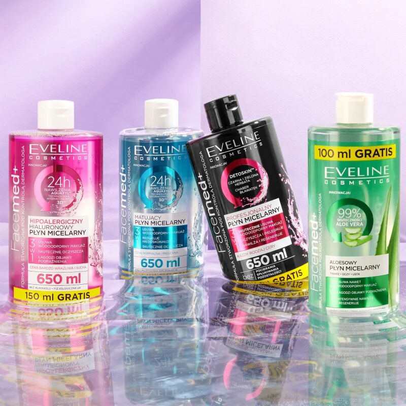 Eveline Cosmetics FaceMed+ hyaluronová micelární voda 3 v 1 400 ml