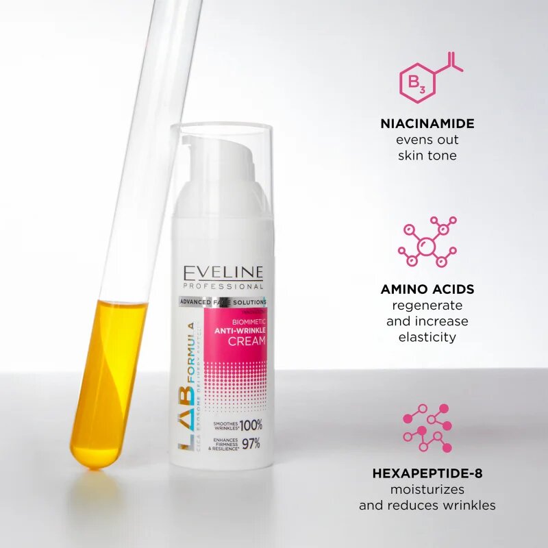 Eveline Cosmetics LAB Formula 5% Solution zklidňující biomimetický krém proti vráskám 50 ml