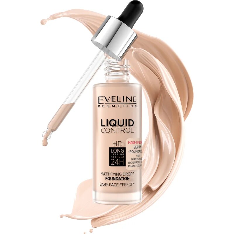 Eveline Cosmetics Liquid Control tekutý make-up s pipetou odstín 035 Natural Beige 32 ml