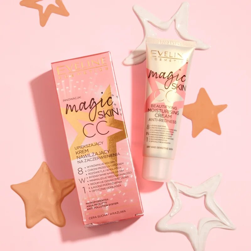 Eveline Cosmetics Magic Skin CC krém proti začervenání pleti s hydratačním účinkem 8 v 1 50 ml