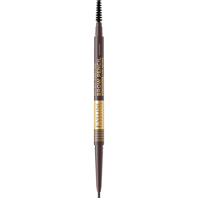 Eveline Cosmetics Micro Precise voděodolná tužka na obočí s kartáčkem 2 v 1 odstín 03 Dark Brown 4 g