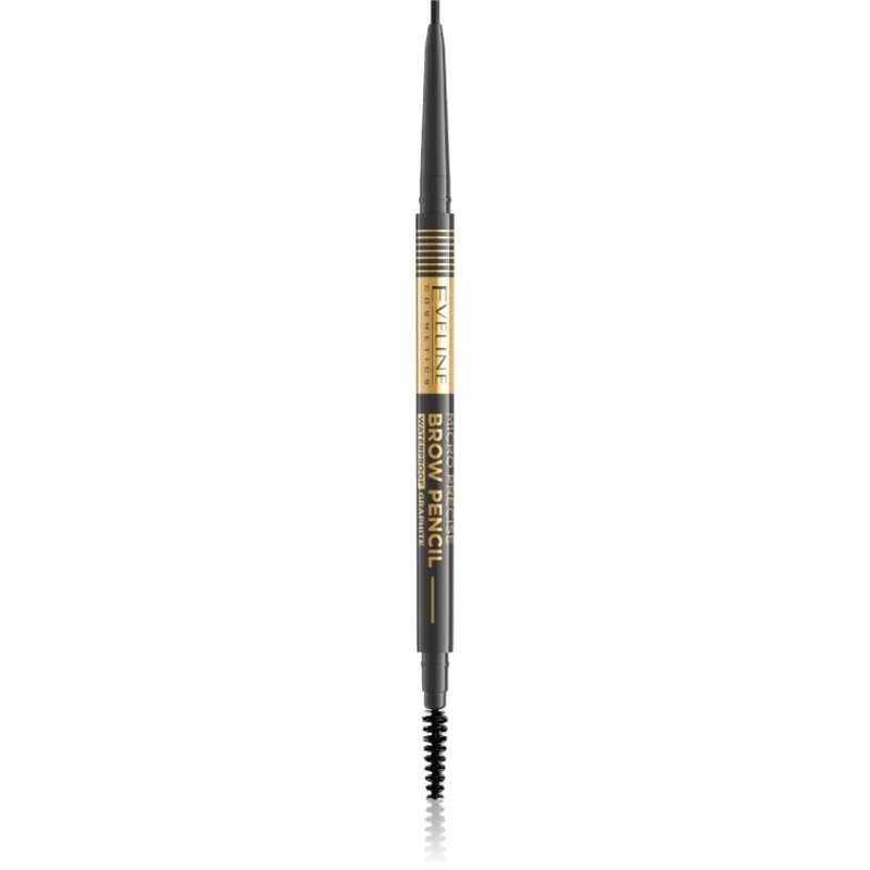 Eveline Cosmetics Micro Precise voděodolná tužka na obočí s kartáčkem 2 v 1 odstín 04 Graphite 4 g