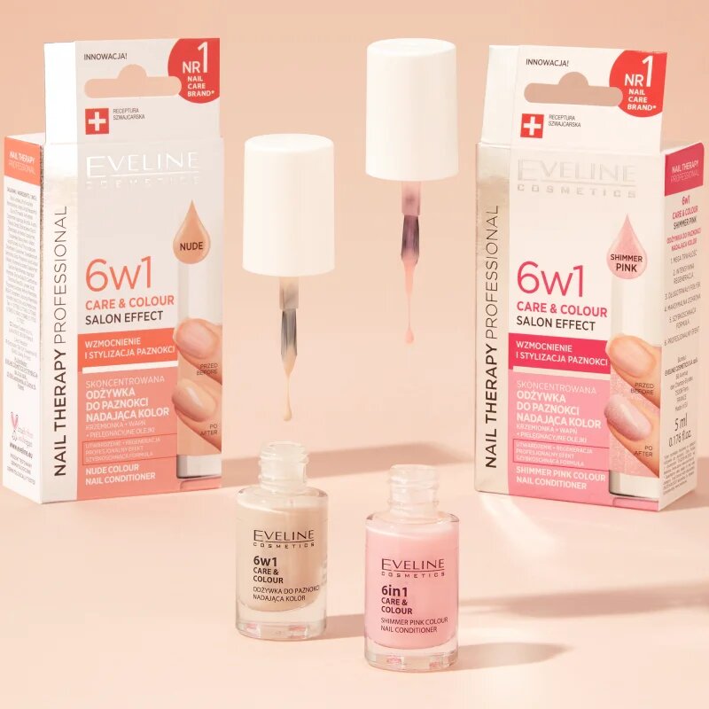 Eveline Cosmetics Nail Therapy Care & Colour kondicionér na nehty 6 v 1 odstín Rose 5 ml