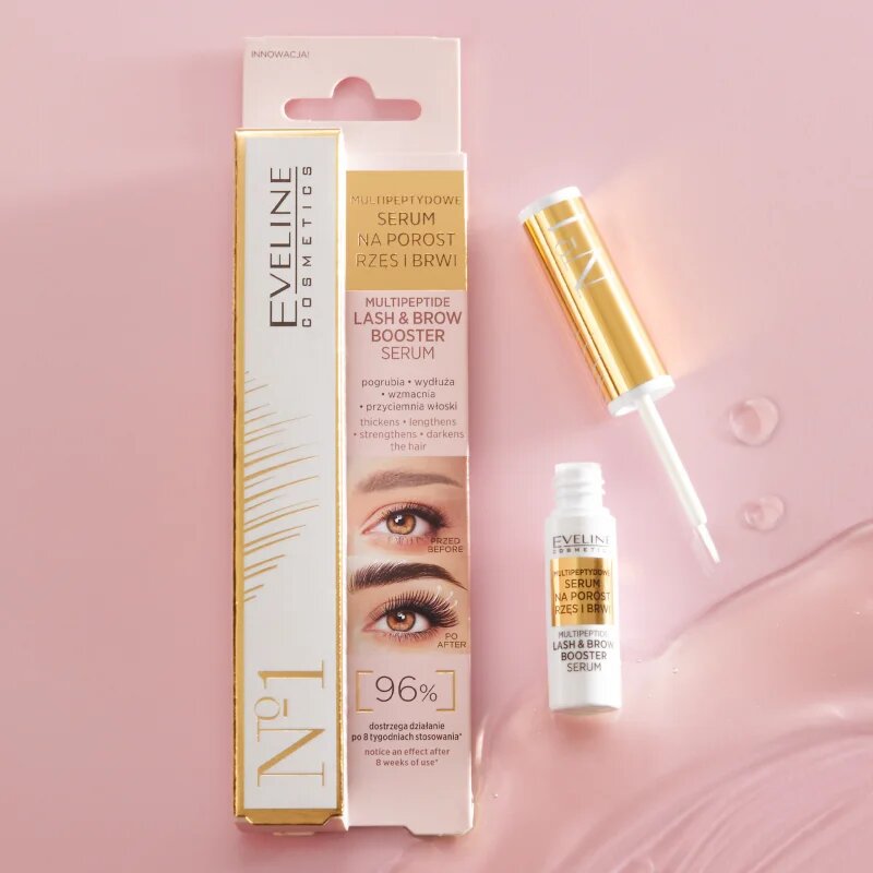 Eveline Cosmetics No. 1 stimulující sérum pro růst řas a obočí s peptidy 4 ml