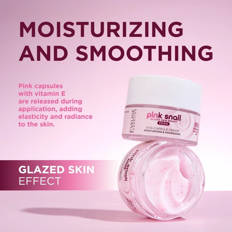 Eveline Cosmetics Pink Snail Glazed Skin Effect protivráskový rozjasňující krém 50 ml