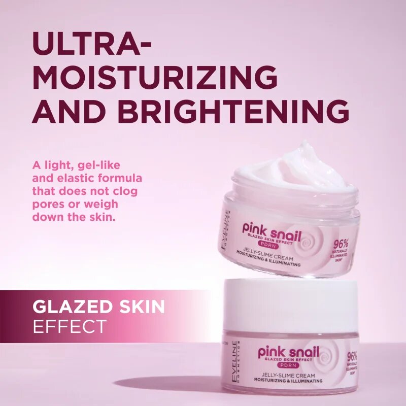 Eveline Cosmetics Pink Snail Glazed Skin Effect rozjasňující krém 50 ml