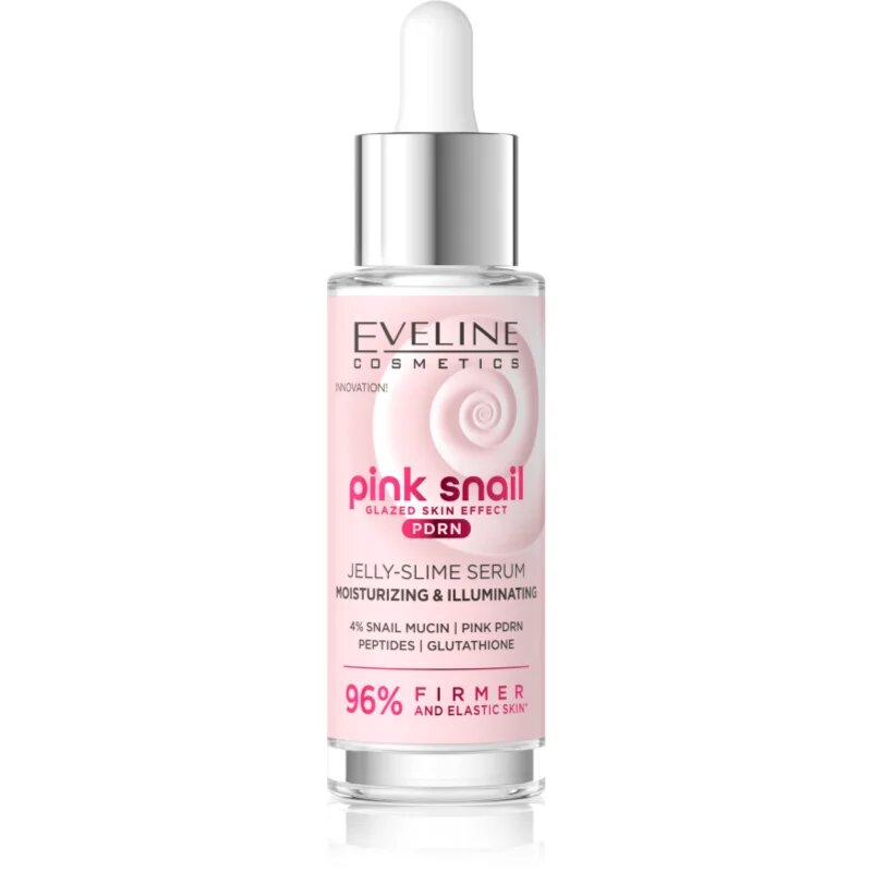 Eveline Cosmetics Pink Snail Glazed Skin Effect rozjasňující sérum na obličej 30 ml