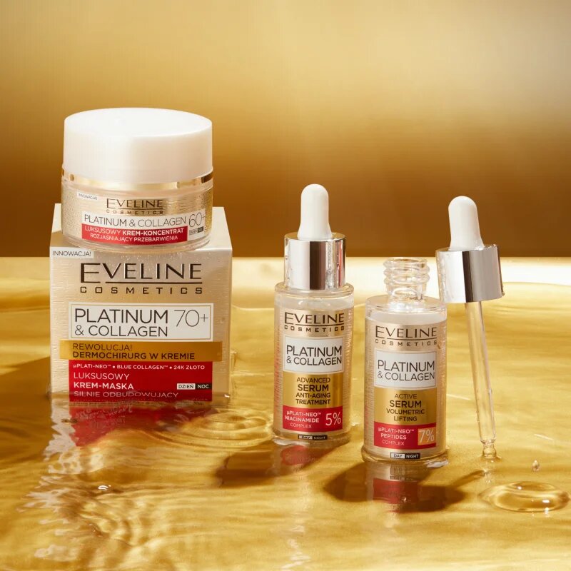 Eveline Cosmetics Platinum & Collagen Advanced Facial Serum Anti-Aging Treatment protivráskové sérum s kolagenem 30 ml