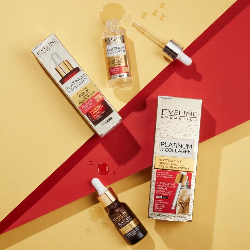 Eveline Cosmetics Platinum & Collagen Advanced Facial Serum Anti-Aging Treatment protivráskové sérum s kolagenem 30 ml