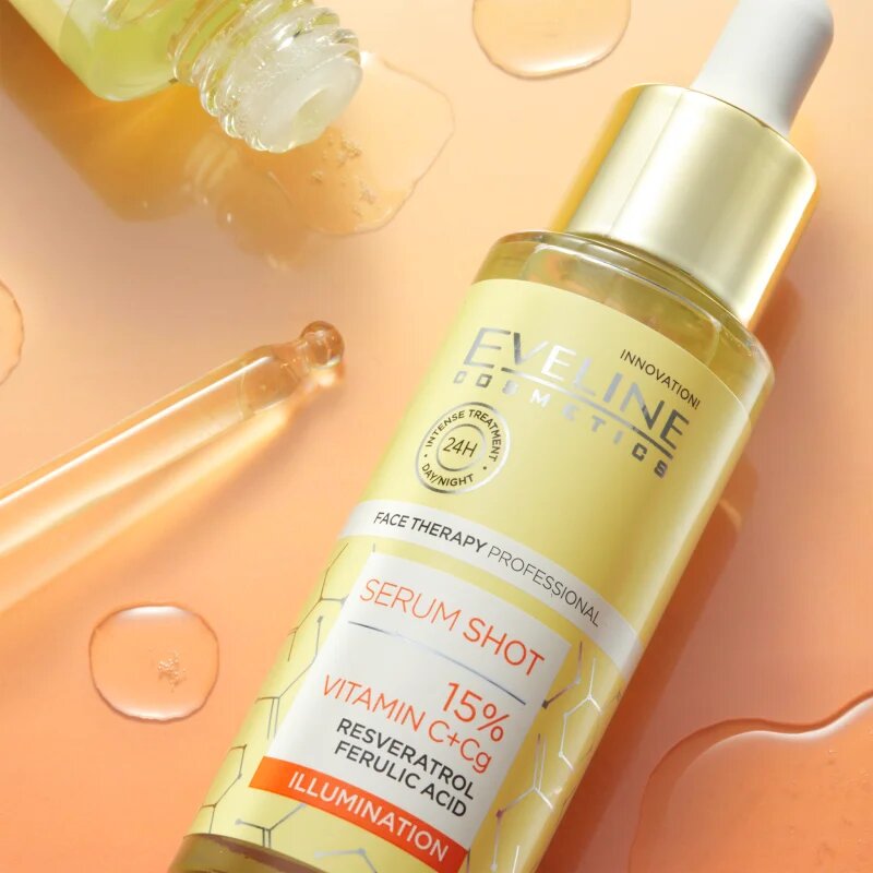 Eveline Cosmetics Serum Shot 15% Vitamin C+Cg protivráskové rozjasňující sérum s vitaminem C 30 ml