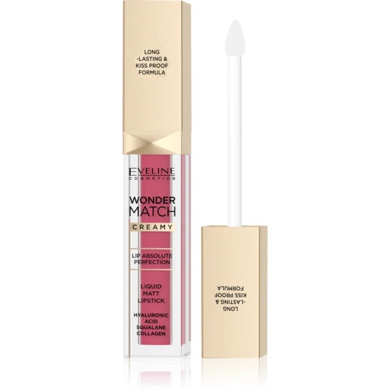 Eveline Cosmetics Wonder Match dlouhotrvající matná tekutá rtěnka s kyselinou hyaluronovou odstín 03 Mauve 68 ml