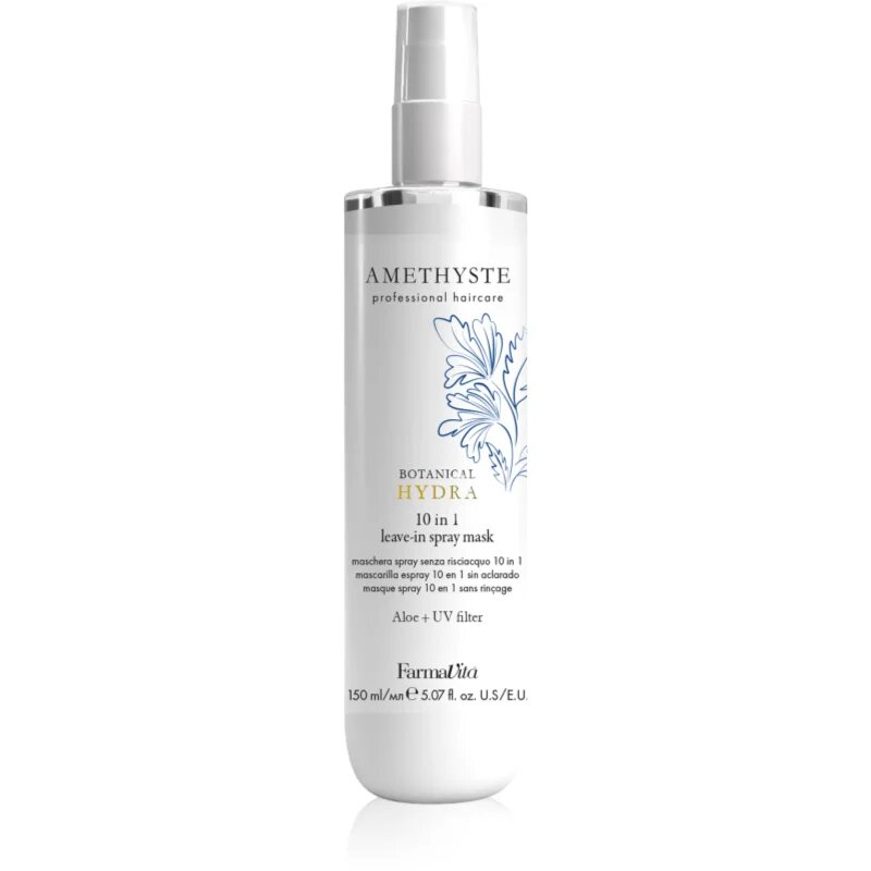 FarmaVita Amethyste Botanical Hydra bezoplachová intenzivní maska ve spreji pro tepelnou úpravu vlasů s UV filtrem 150 ml