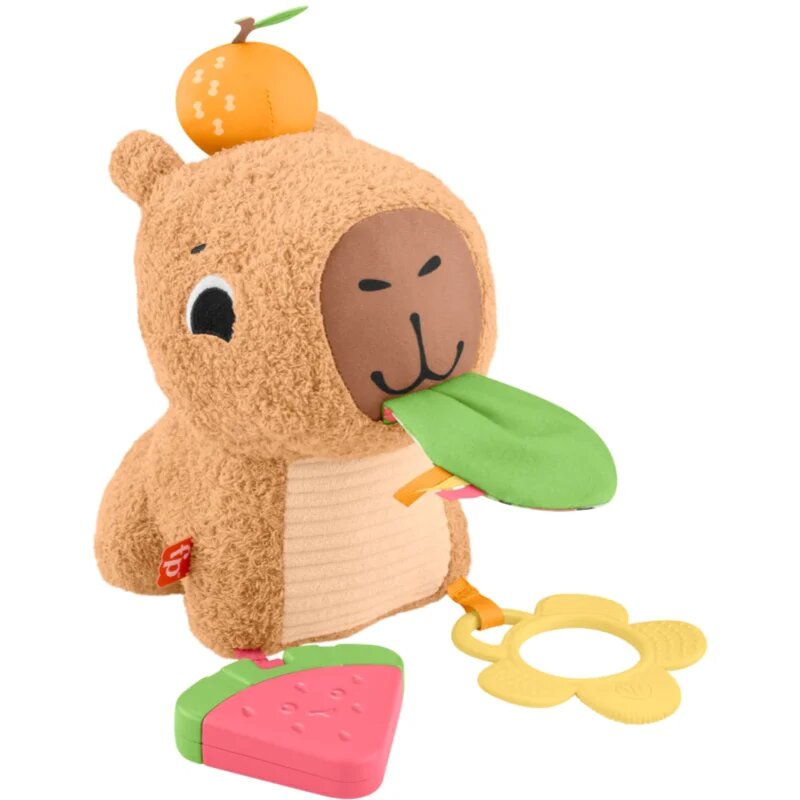 Fisher-Price Snuggly Snacky Capy plyšová hračka s chrastítkem 1 ks