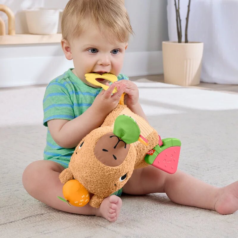 Fisher-Price Snuggly Snacky Capy plyšová hračka s chrastítkem 1 ks