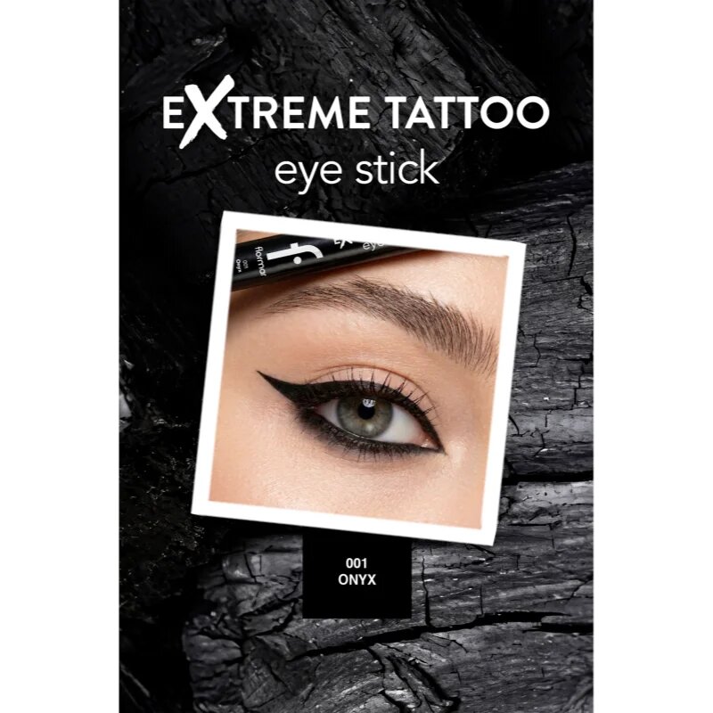 flormar Extreme Tattoo Eye Stick dlouhotrvající gelové oční linky odstín 001 Onyx 1.4 g