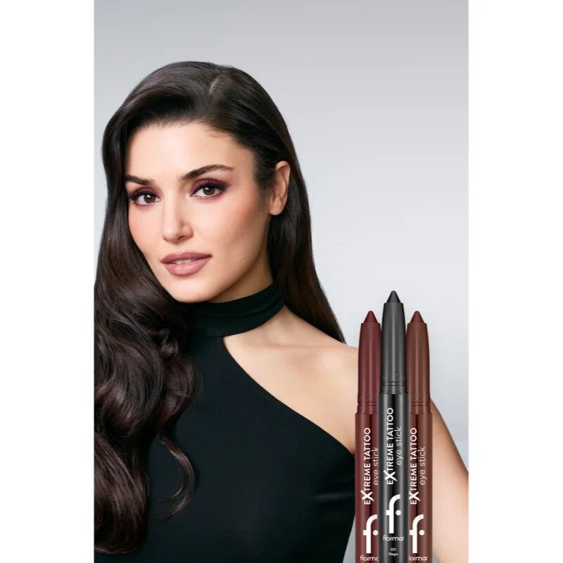 flormar Extreme Tattoo Eye Stick dlouhotrvající gelové oční linky odstín 001 Onyx 1.4 g