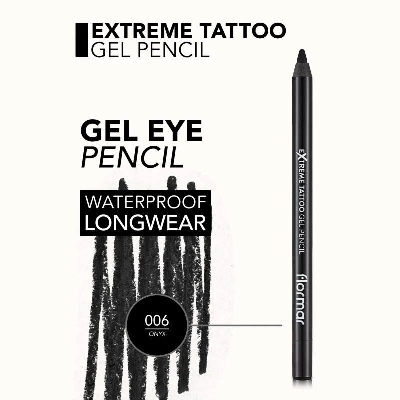 flormar Extreme Tattoo Gel Pencil voděodolná gelová tužka na oči odstín 06 Onyx 1.2 g
