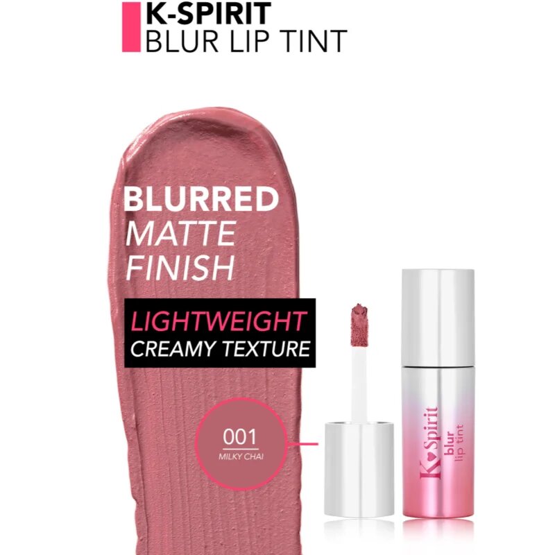 flormar K-Spirit Blur Lip Tint dlouhotrvající rtěnka s matným efektem odstín 001 - Milky Chai 4 ml
