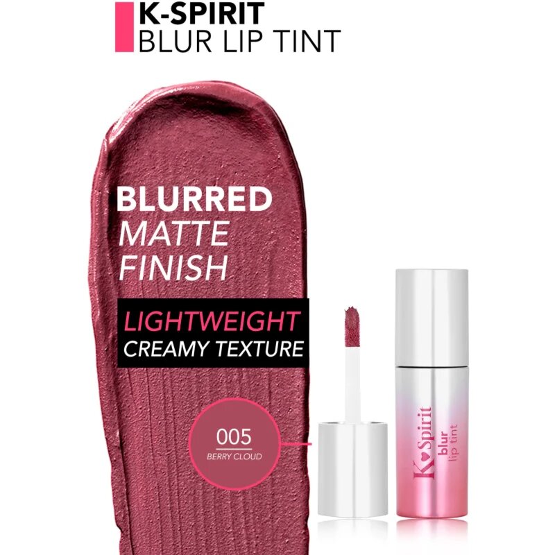 flormar K-Spirit Blur Lip Tint dlouhotrvající rtěnka s matným efektem odstín 005 - Berry Cloud 4 ml