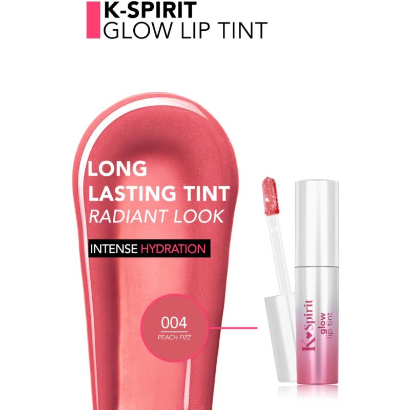 flormar K-Spirit Glow Lip Tint hydratační lesklá rtěnka se třpytkami odstín 004 - Peach Fizz 4 ml