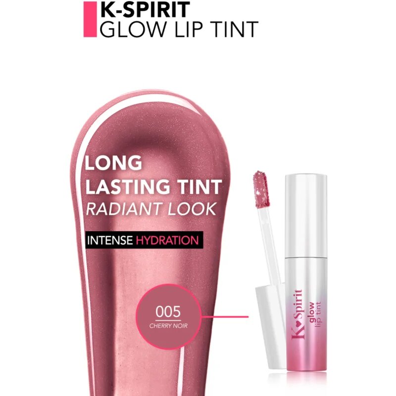 flormar K-Spirit Glow Lip Tint hydratační lesklá rtěnka se třpytkami odstín 005 - Cherry Noir 4 ml