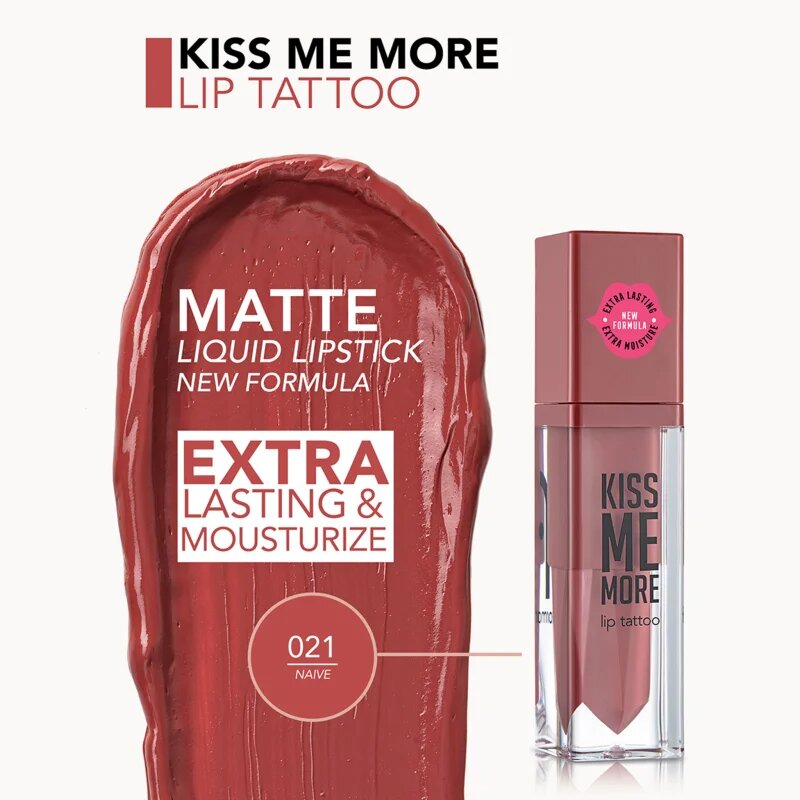 flormar Kiss Me More Lip Tattoo dlouhotrvající tekutá rtěnka odstín 021 Naive 3.8 ml