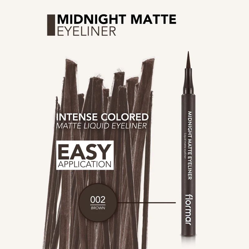 flormar Midnight Matte Eyeliner linka na oči ve fixu s matným efektem odstín 02 Brown 1 ml