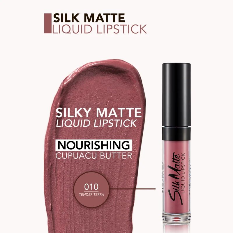 flormar Silk Matte dlouhotrvající matná tekutá rtěnka odstín 010 Tender Terra 4.5 ml