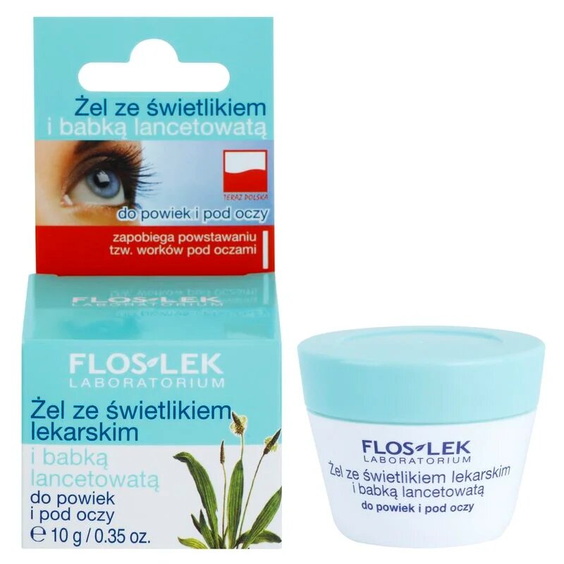 FlosLek Laboratorium Eye Care gel na oční okolí s jitrocelem a světlíkem lékařským 10 g