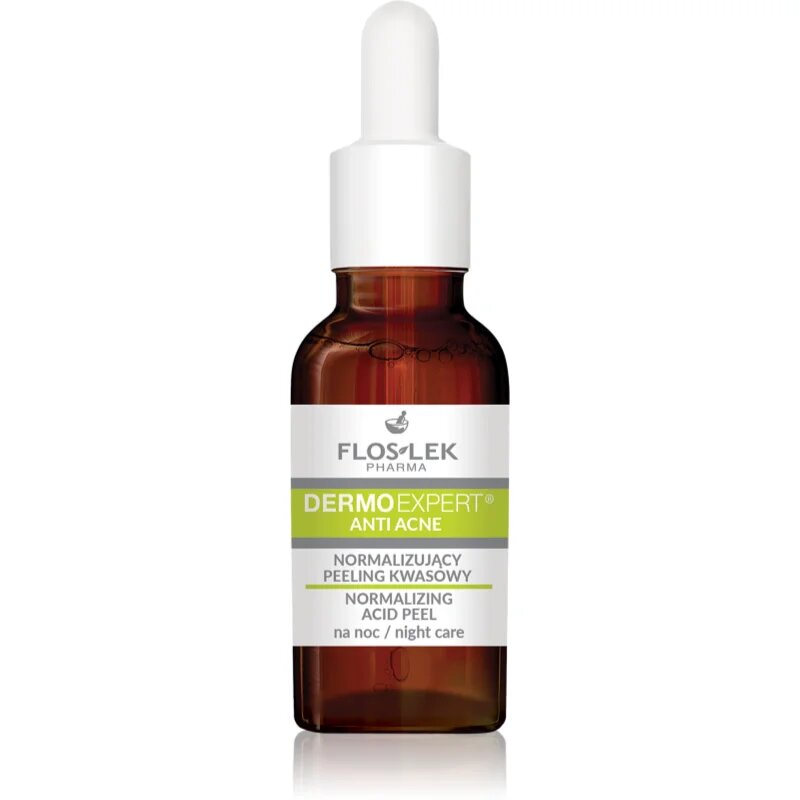 FlosLek Pharma DermoExpert Anti Acne jemné noční peelingové sérum pro normalizaci pleti 30 ml
