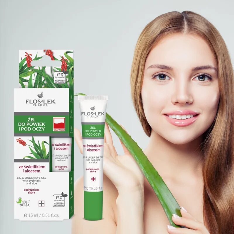 FlosLek Pharma Eye Care gel na oční okolí se světlíkem a aloe vera 15 ml