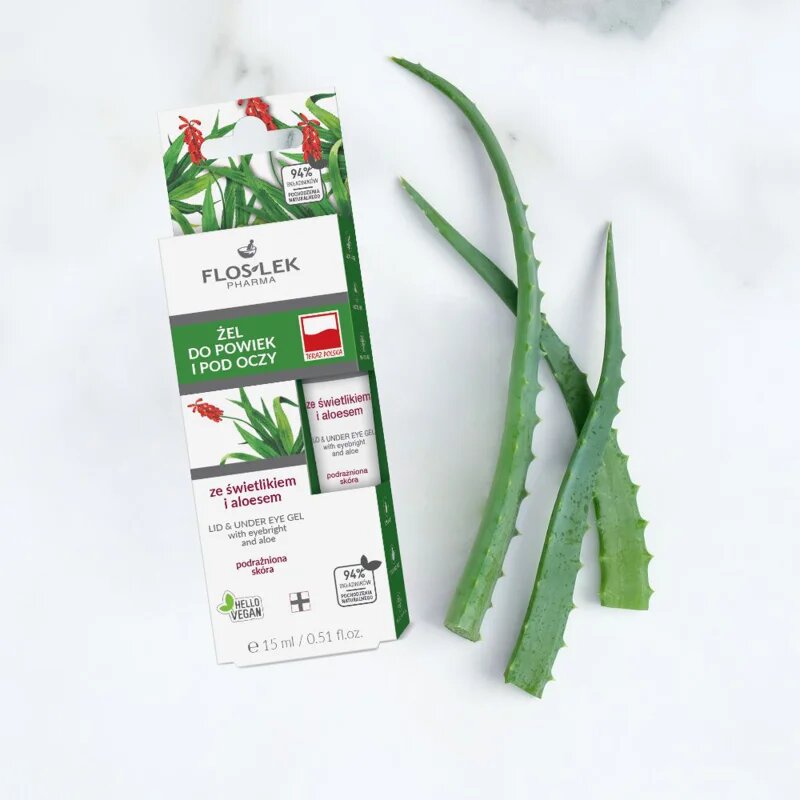 FlosLek Pharma Eye Care gel na oční okolí se světlíkem a aloe vera 15 ml