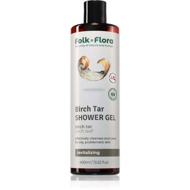Folk & Flora Birch Tar vyživující sprchový gel 400 ml